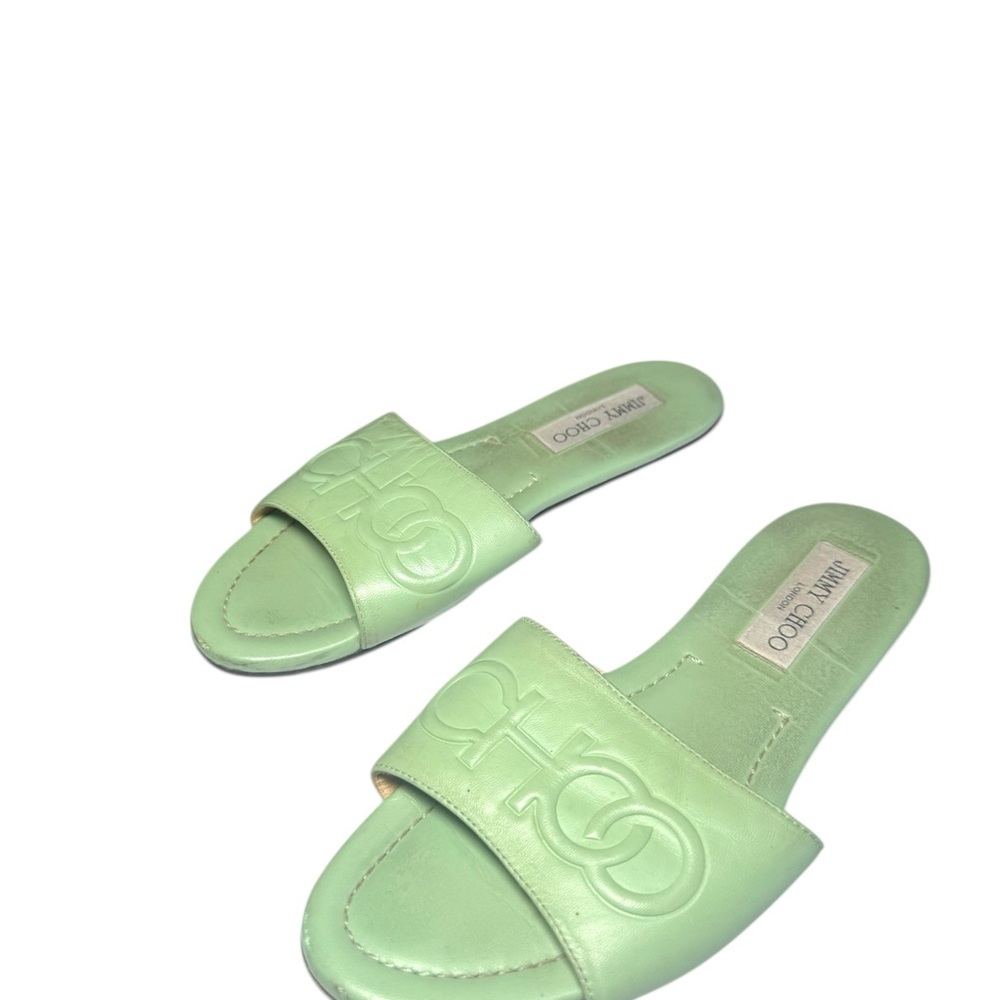 Jimmy Choo Green Textured Sandals